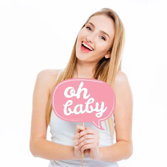 Big Dot of Happiness Hello Little One - Pink and Gold - Girl Baby Shower Photo Booth Props Kit - 20 Count {4}