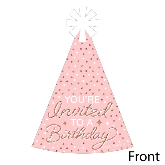 Big Dot of Happiness Pink Rose Gold Birthday - Shaped Fill-In Invitations - Happy Birthday Party Invitation Cards with Envelopes - Set of 12 {4}