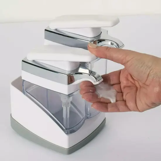 Casabella Sink Sider Duo With Sponge Storage for Dish & Hand Soap - White Chrome {3}