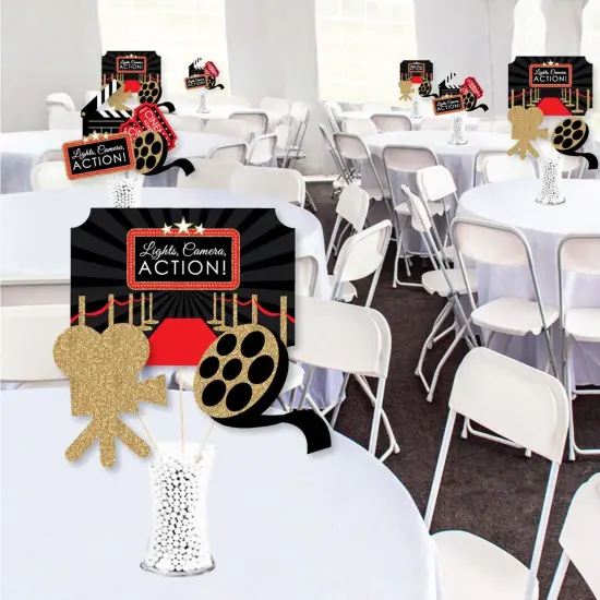 Big Dot of Happiness Red Carpet - Movie Night Party Centerpiece Sticks - Showstopper Table Toppers - 35 Pieces {3}