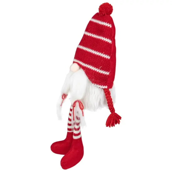 Northlight Plush Striped Sitting Christmas Gnome Figure - 18" - Red and White {4}