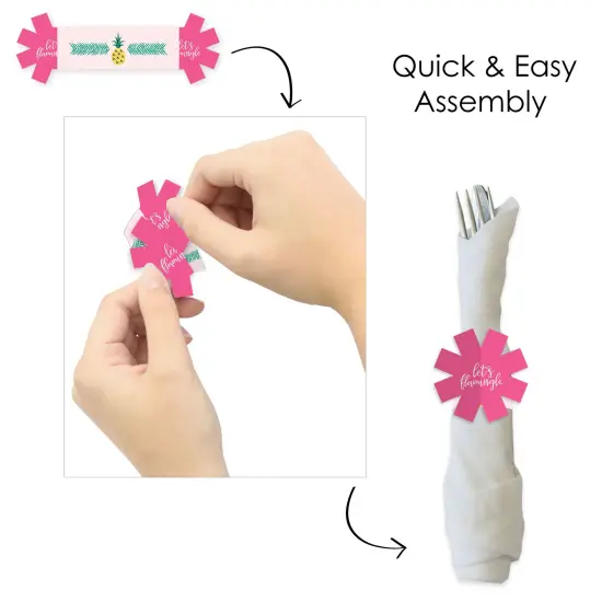 Big Dot of Happiness Pink Flamingo - Party Like a Pineapple - Tropical Summer Party Paper Napkin Holder - Napkin Rings - Set of 24 {6}