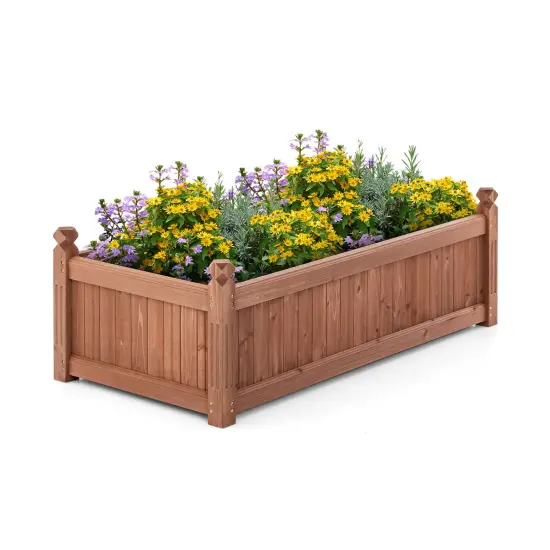 46 X 24 X 16 Inch Rectangular Planter Box With Drainage Holes For Backyard Garden Lawn-Brown {4}