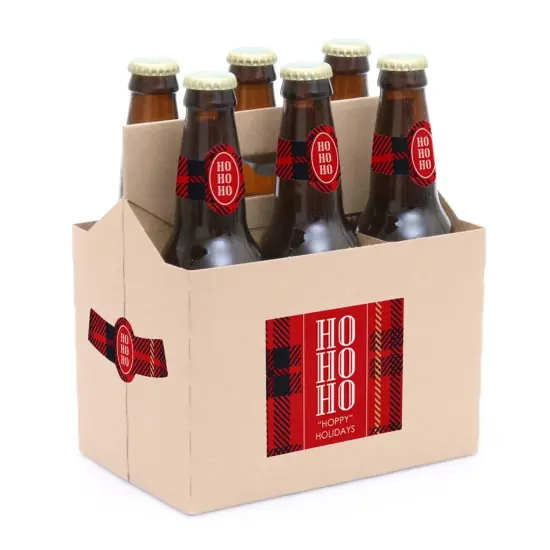 Big Dot of Happiness Jolly Santa Claus - Christmas Party Decorations for Women and Men - 6 Beer Bottle Label Stickers and 1 Carrier {3}