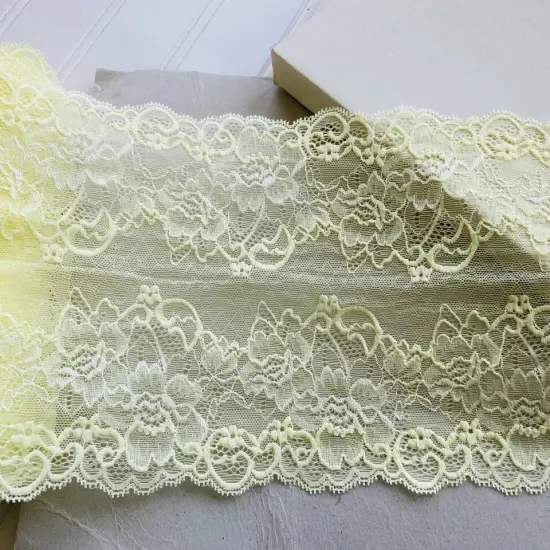 Kitcheniva 6.5" Wide Stretch Bright Yellow Floral Guipure Lace {3}