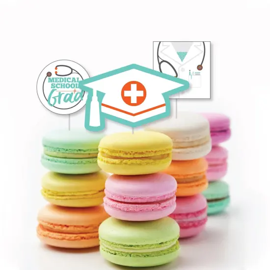 Big Dot of Happiness Medical School Grad - Dessert Cupcake Toppers - Doctor Graduation Party Clear Treat Picks - Set of 24 {6}