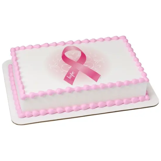 Breast Cancer Awareness Ribbon of Hope Edible Cake Topper Image 1/4 sheet {1}