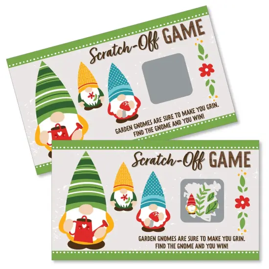 Big Dot of Happiness Garden Gnomes - Forest Gnome Party Game Scratch Off Cards - 22 Count {1}