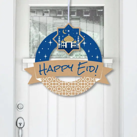 Big Dot of Happiness Eid Mubarak - Outdoor Ramadan Party Decor - Happy Eid Front Door Wreath {1}