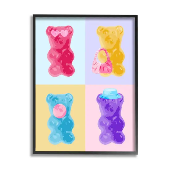 Stupell Industries Pop Style Candy Bears Framed Giclee Art White Frame {7}