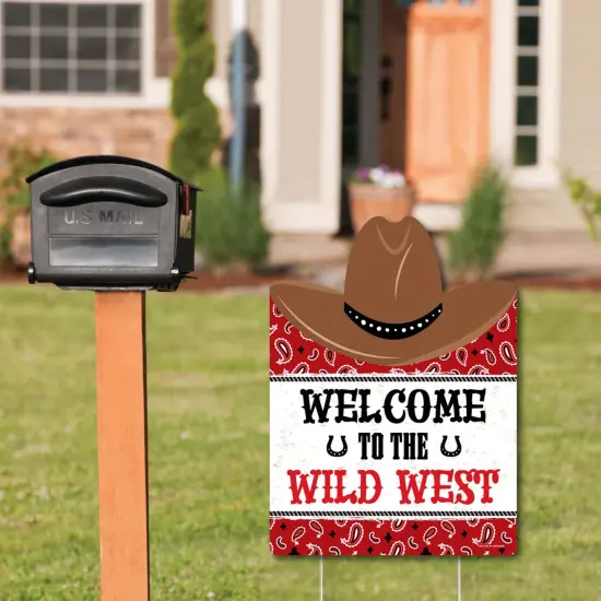 Big Dot of Happiness Western Hoedown - Party Decorations - Wild West Cowboy Party Welcome Yard Sign {3}