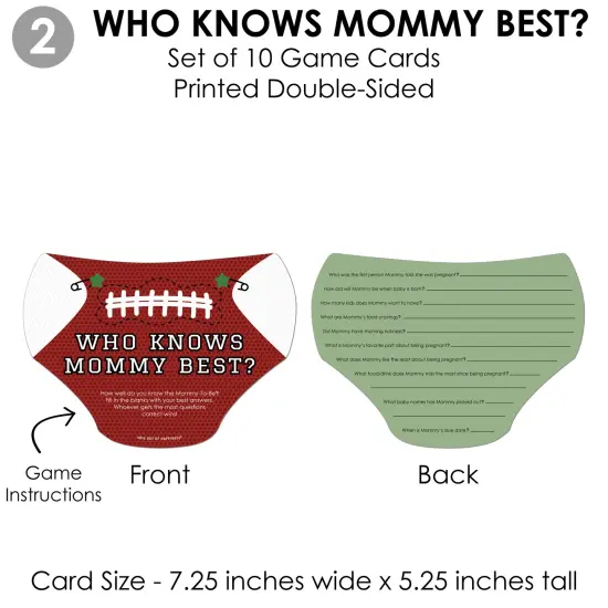 Big Dot of Happiness End Zone - Football - 4 Baby Shower Games - 10 Cards Each - Gamerific Bundle {7}