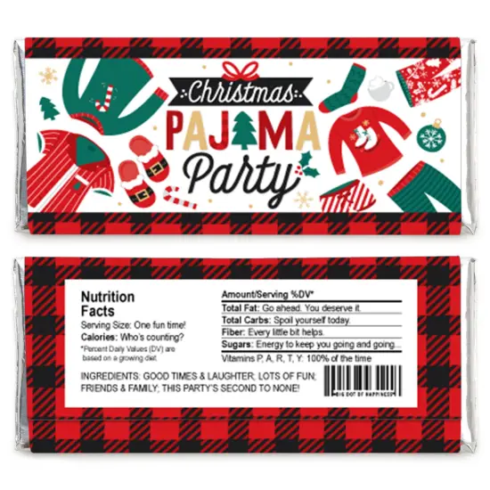 Big Dot of Happiness Christmas Pajamas - Candy Bar Wrapper Holiday Plaid PJ Party Favors - Set of 24 {3}