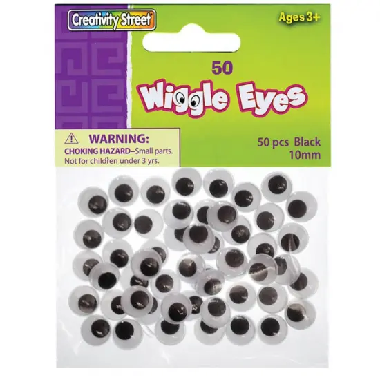 Wiggle Eyes, Black, 10 mm, 50 Per Pack, 12 Packs {2}