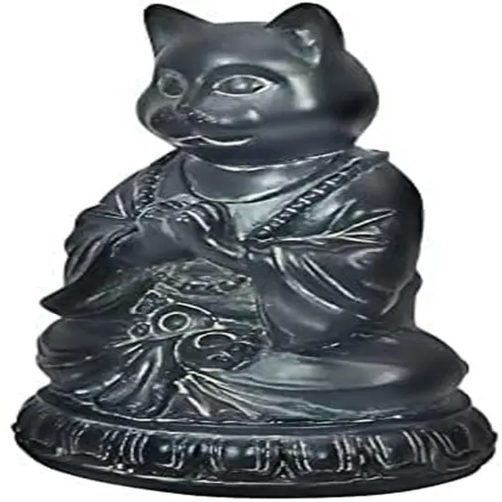 Cat Statue Kitten Cute Pet Yoga Zen Pose Dhyana Mudra Buddha Sculptures Collectible Vintage Figurines 6 Inch {5}