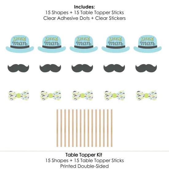 Big Dot of Happiness Dashing Little Man Mustache Party - Baby Shower or Birthday Party Centerpiece Sticks - Table Toppers - Set of 15 {7}
