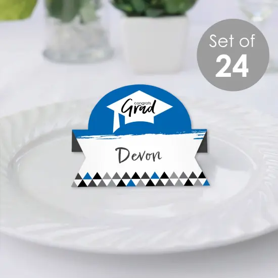 Big Dot of Happiness Blue Grad - Best is Yet to Come - Royal Blue Graduation Party Tent Buffet Card - Table Setting Name Place Cards - Set of 24 {3}