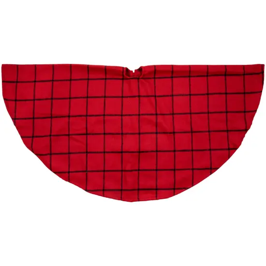 Northlight 48" Red Flannel Christmas Tree Skirt with Buttons {4}