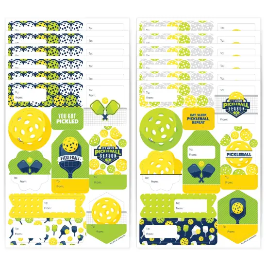 Big Dot of Happiness Let&rsquo;s Rally - Pickleball Assorted Birthday or Retirement Party Gift Tag Labels - To and From Stickers - 12 Sheets - 120 Stickers {1}