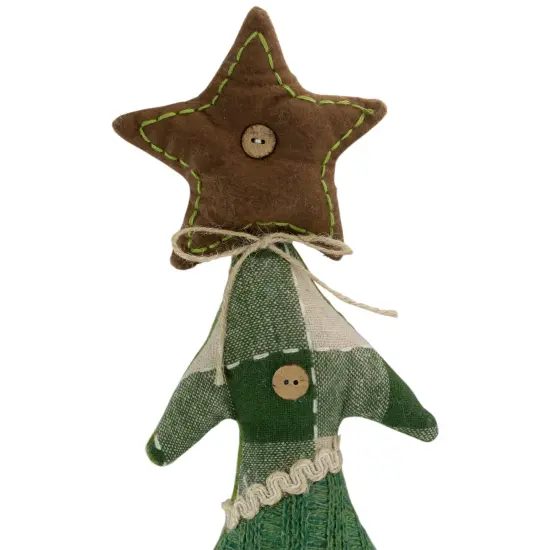 Northlight Country Buffalo Plaid Christmas Tree with Star Topper - 30" - Tan and Green {6}
