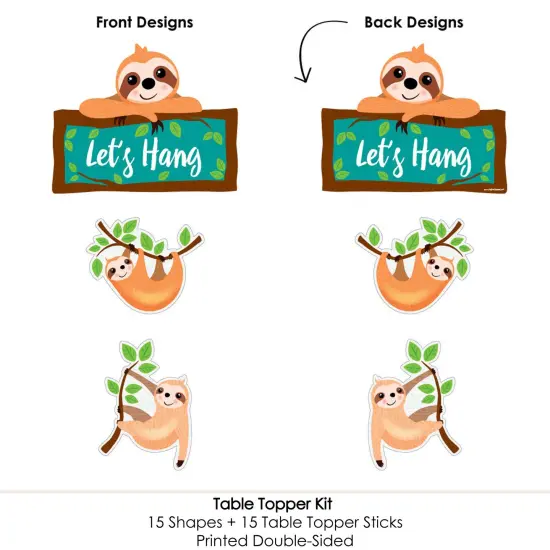 Big Dot of Happiness Let's Hang - Sloth - Baby Shower or Birthday Party Centerpiece Sticks - Table Toppers - Set of 15 {6}