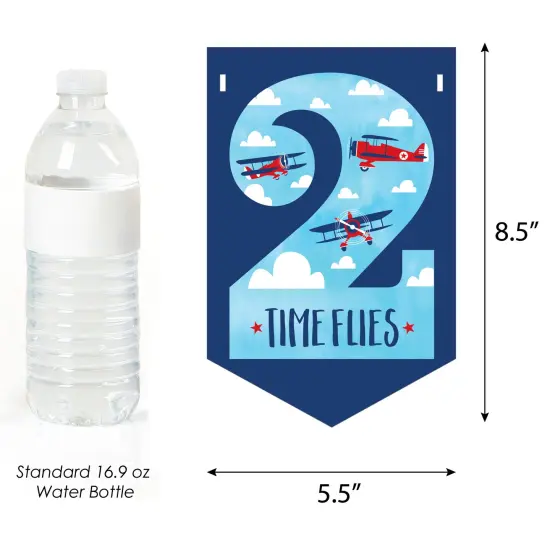 Big Dot of Happiness 2nd Birthday Taking Flight - Airplane - Vintage Plane Second Birthday Party Bunting Banner Party Decorations - Happy 2nd Birthday {3}