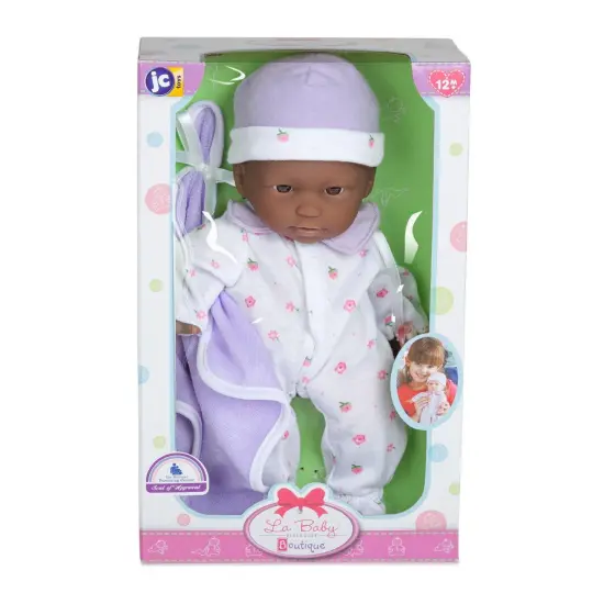 La Baby Soft 11" Baby Doll, Purple with Blanket, African-American {3}