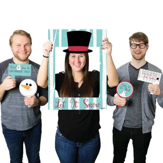Big Dot of Happiness Let It Snow - Snowman - Christmas and Holiday Party Selfie Photo Booth Picture Frame and Props - Printed on Sturdy Material {1}