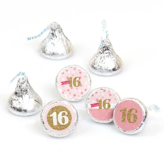 Big Dot of Happiness Sweet 16 - 16th Birthday Party Round Candy Sticker Favors - Labels Fits Chocolate Candy (1 sheet of 108) {1}