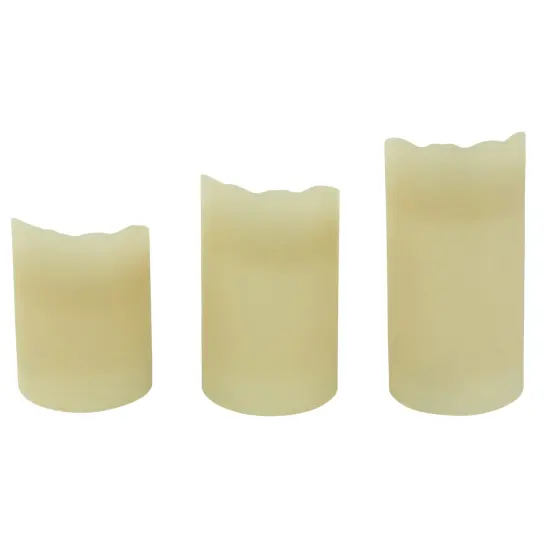 Northlight LED Operated Flameless Pillar Candles - 6" - Cream - Set of 3 Beige {5}