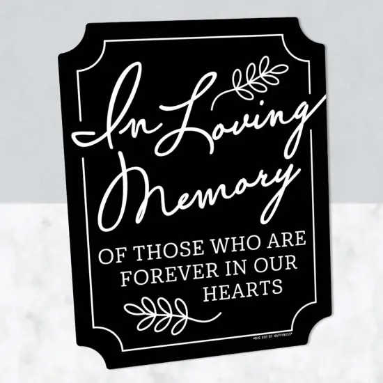 Big Dot of Happiness Black in Loving Memory Sign - Memorial Wedding Decor - Printed on Sturdy Plastic - 10.5 x 13.75 inches Sign with Stand - 1 Piece {3}
