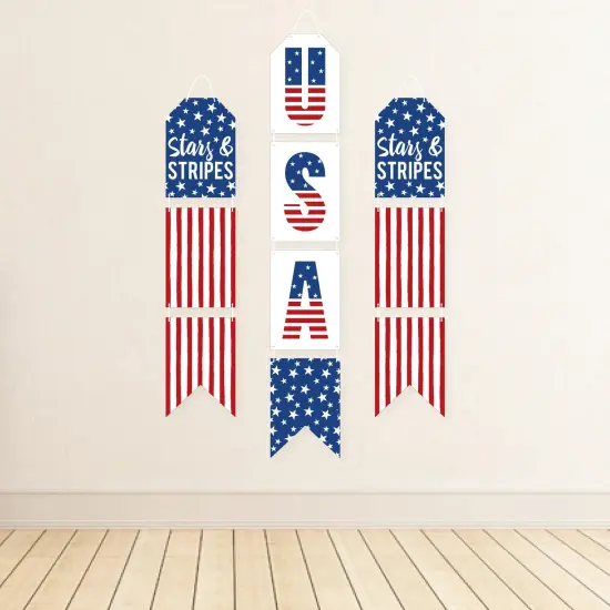 Big Dot of Happiness Stars & Stripes - Hanging Vertical Paper Door Banners - Memorial Day, 4th of July & Labor Day Wall Decor Kit - Indoor Door Decor {4}