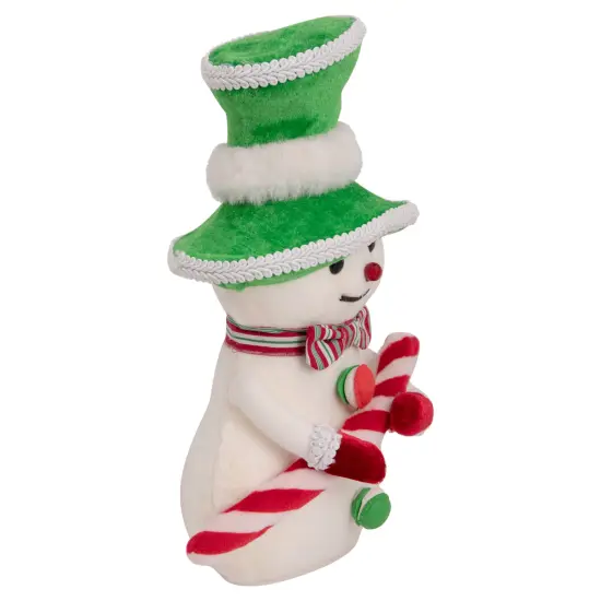 Northlight Snowman with Candy Cane Christmas Figure - 10" White {6}