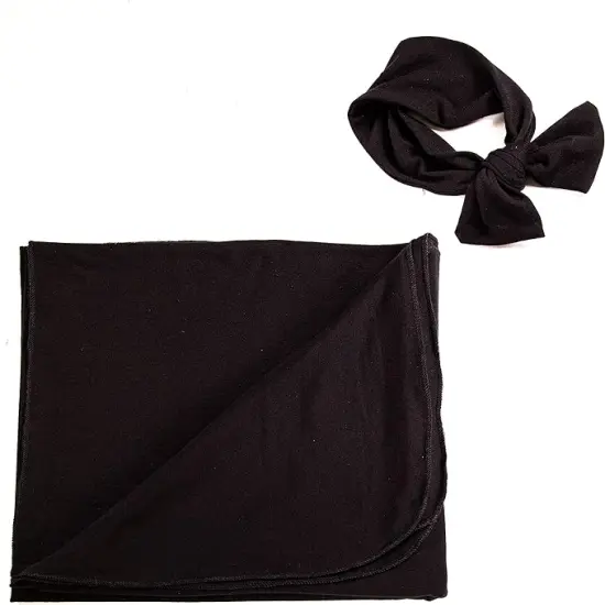 FabricLA Baby's Coming Home Swaddle Wrap | Blanket and Headband - 2 Pieces Set Ivory {3}