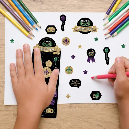 Big Dot of Happiness Mardi Gras - Masquerade Party Favor Kids Stickers - 16 Sheets - 256 Stickers {7}