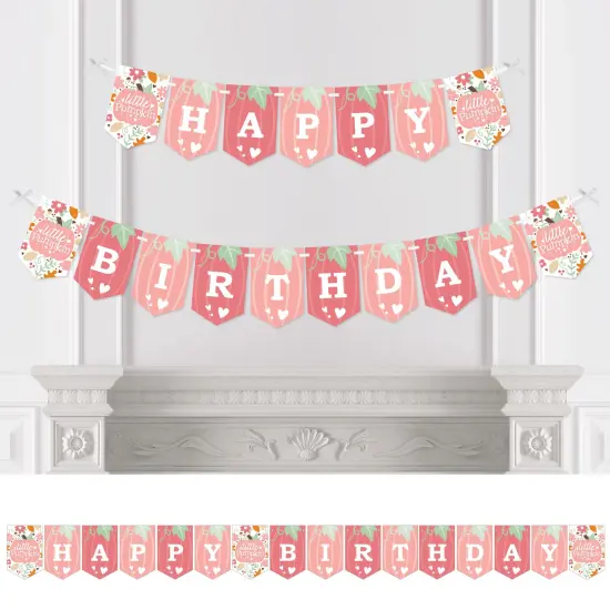 Big Dot of Happiness Girl Little Pumpkin - Fall Birthday Party Bunting Banner - Party Decorations - Happy Birthday {1}