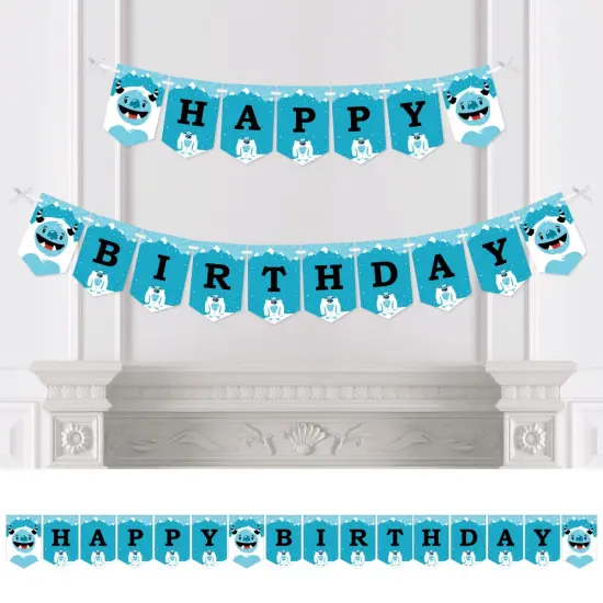 Big Dot of Happiness Yeti to Party - Abominable Snowman Birthday Party Bunting Banner - Birthday Party Decorations - Happy Birthday {1}