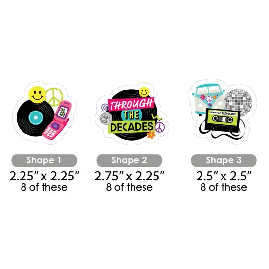 Big Dot of Happiness Through the Decades - DIY Shaped 50s, 60s, 70s, 80s, and 90s Party Cut-Outs - 24 Count {3}