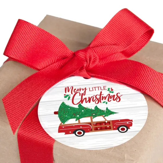 Big Dot of Happiness Merry Little Christmas Tree - Red Car Christmas Party To and From Favor Gift Tags (Set of 20) {3}