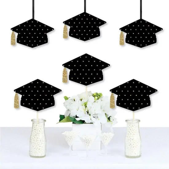 Big Dot of Happiness Gold - Tassel Worth The Hassle - Grad Cap Decorations DIY Graduation Party Essentials - Set of 20 {3}