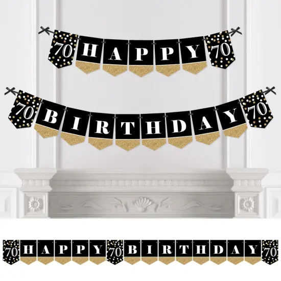 Big Dot of Happiness Adult 70th Birthday - Gold - Birthday Party Bunting Banner - Gold Party Decorations - Happy Birthday {1}