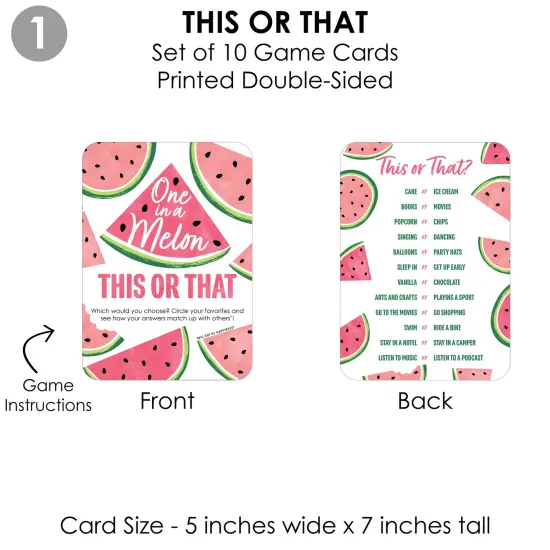 Big Dot of Happiness Sweet Watermelon - 4 Fruit Party Games - 10 Cards Each - Gamerific Bundle {6}