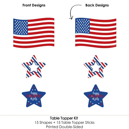 Big Dot of Happiness 4th of July - Independence Day Centerpiece Sticks - Table Toppers - Set of 15 {6}