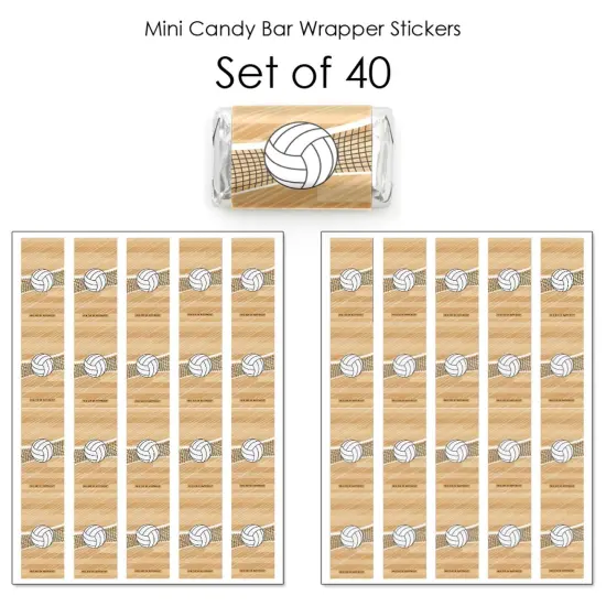 Big Dot of Happiness Bump, Set, Spike - Volleyball - Mini Candy Bar Wrapper Stickers - Baby Shower or Birthday Party Small Favors - 40 Count {4}