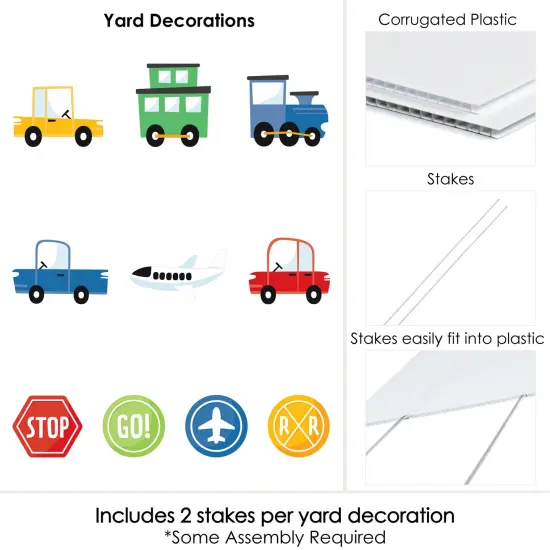 Big Dot of Happiness Cars, Trains, and Airplanes - Stop, Go, and Railroad Signs Lawn Decor - Outdoor Transportation Birthday Party Yard Decor - 10 Pc {7}
