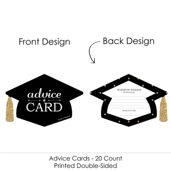 Big Dot of Happiness Gold - Tassel Worth the Hassle - Grad Cap Wish Card Graduation Party Activities - Shaped Advice Cards Games - Set of 20 {4}
