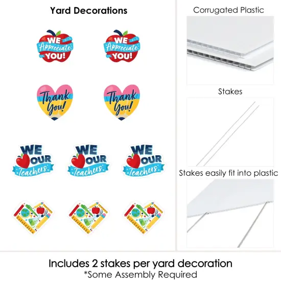 Big Dot of Happiness Thank You Teachers - Apple, Pencil, and Heart Lawn Decorations - Outdoor Teacher Appreciation Yard Decorations - 10 Piece {7}