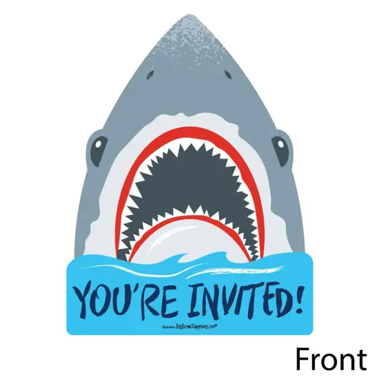 Big Dot of Happiness Shark Zone - Shaped Fill-In Invites - Jawsome Party or Birthday Party Invite Cards with Envelopes - Set of 12 {3}