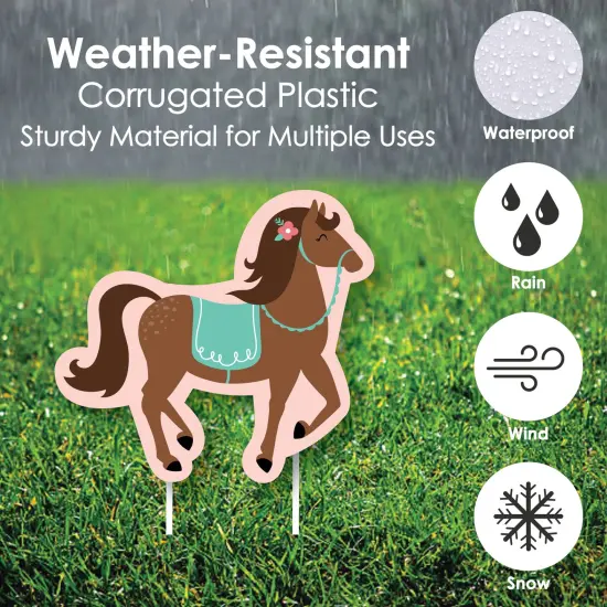 Big Dot of Happiness Run Wild Horses - Yard Sign and Outdoor Lawn Decorations - Pony Birthday Party Yard Signs - Set of 8 {4}