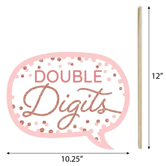 Big Dot of Happiness 10th Pink Rose Gold Birthday - Happy Birthday Party Photo Booth Props Kit - 20 Count {7}